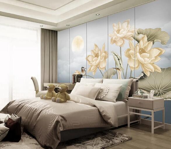 3D Yellow Lotus WC2002 Wall Murals