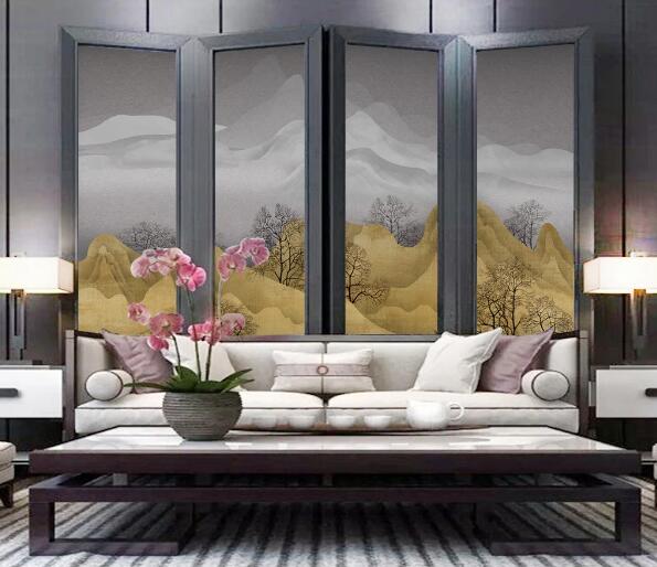 3D Yellow Hillside WC1961 Wall Murals