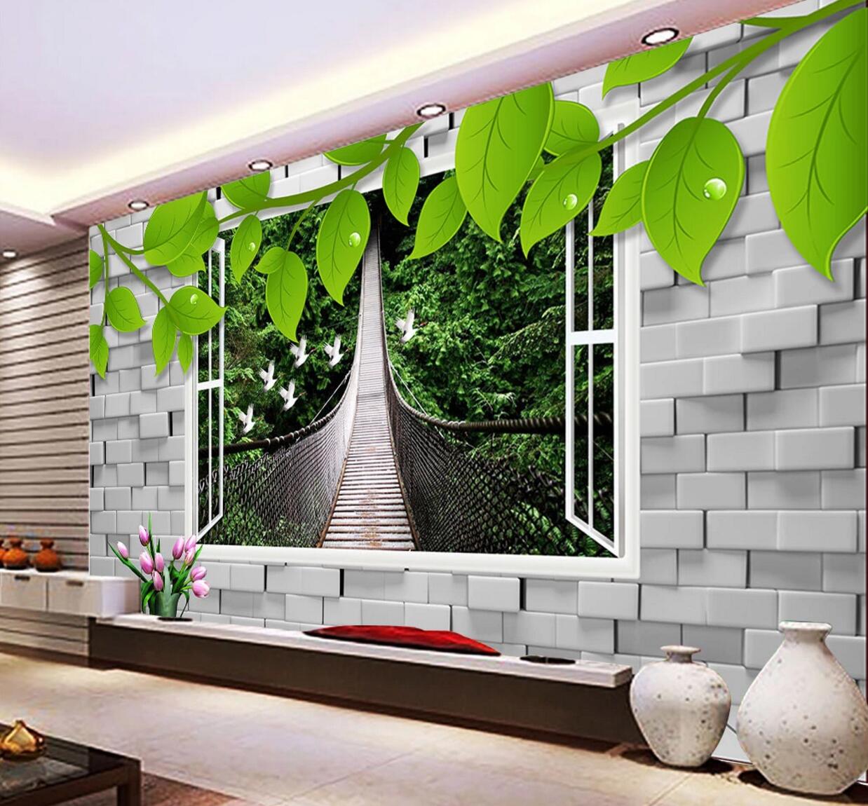 3D Forest Bridge WC725 Wall Murals