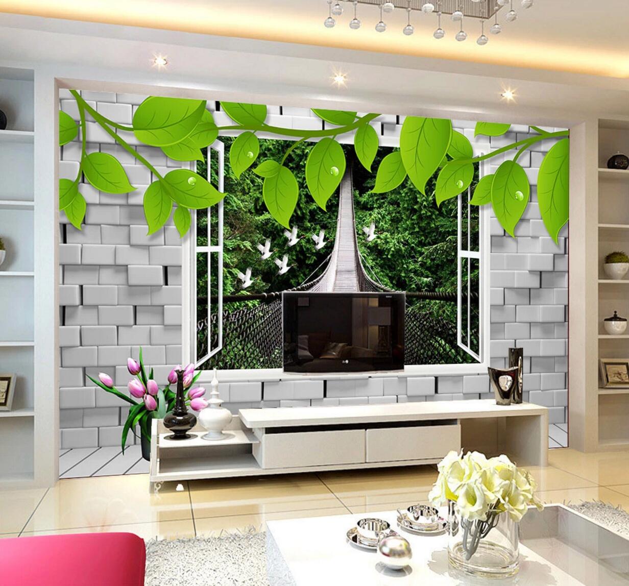 3D Forest Bridge WC725 Wall Murals