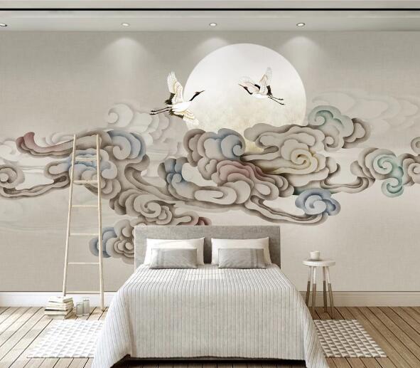 3D Moon Crane WC1923 Wall Murals