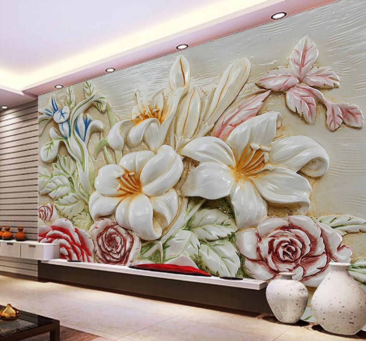 3D Carved Roses WC721 Wall Murals