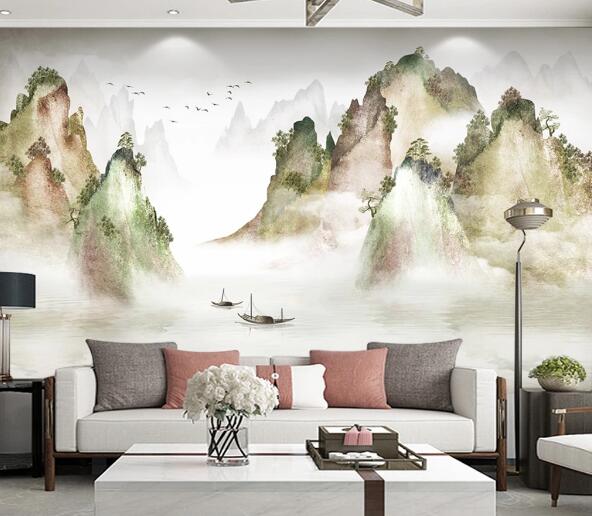 3D Green Mountain WC1902 Wall Murals