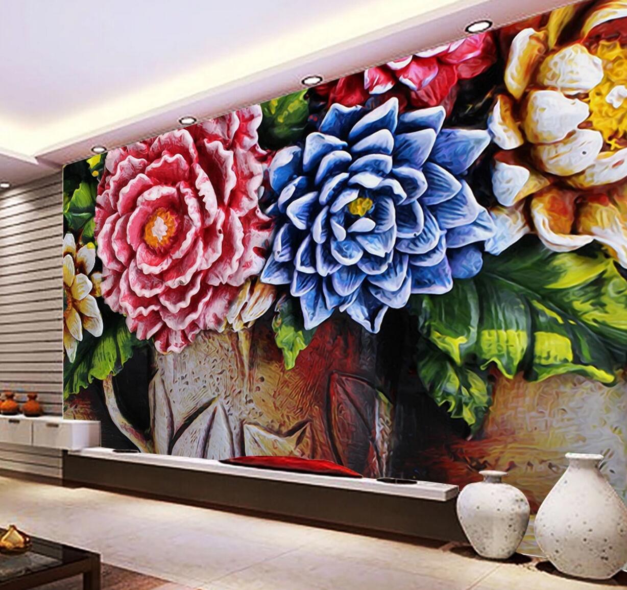 3D Blue Peony WC645 Wall Murals