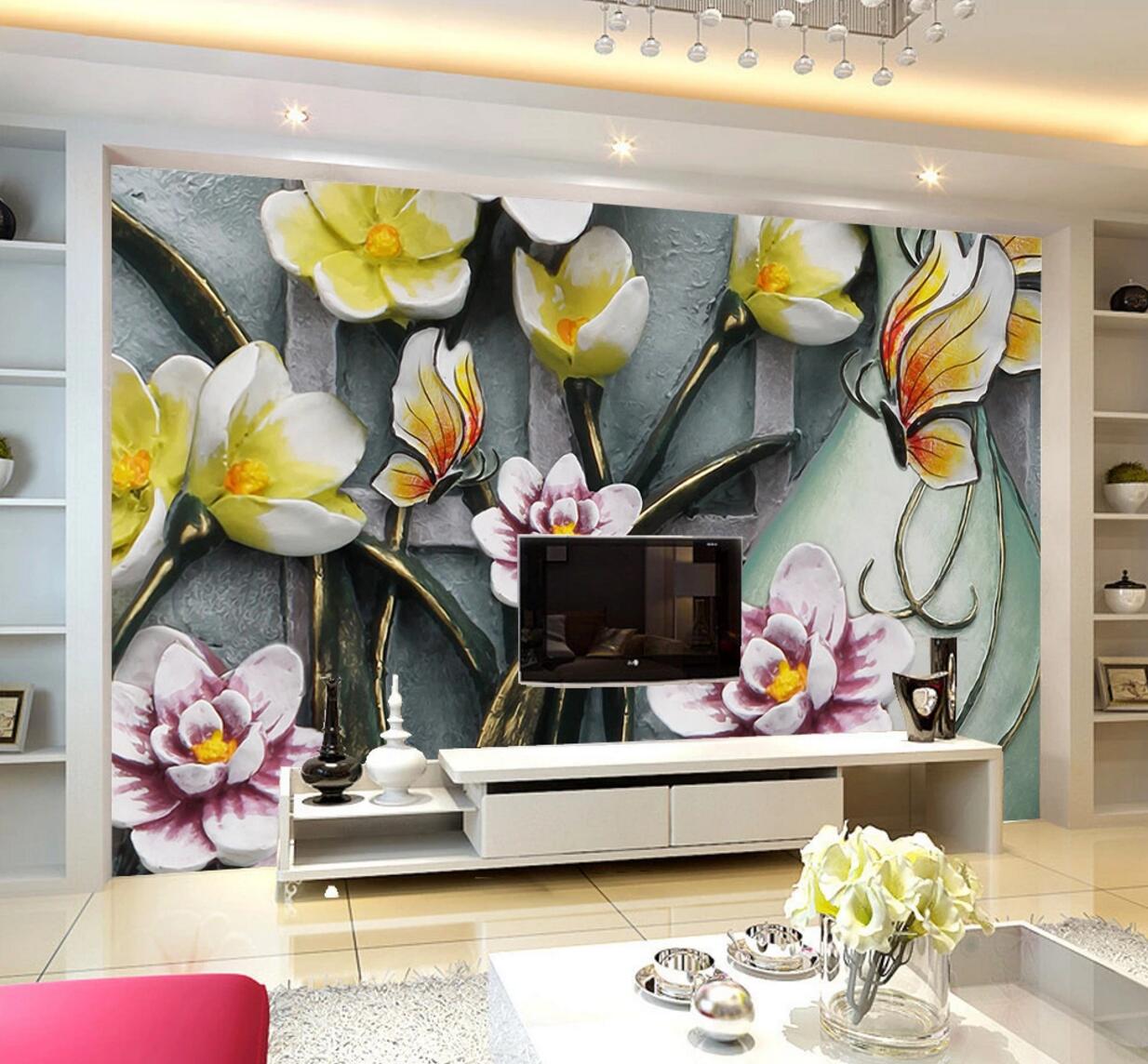 3D Flower Butterfly WC638 Wall Murals