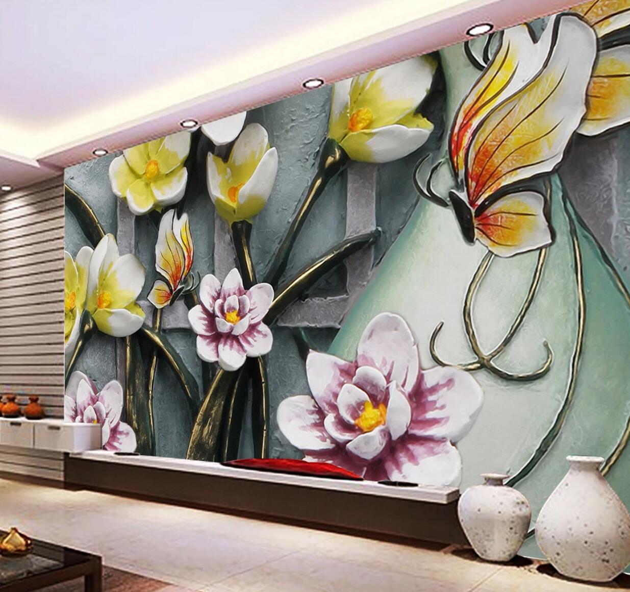 3D Flower Butterfly WC638 Wall Murals