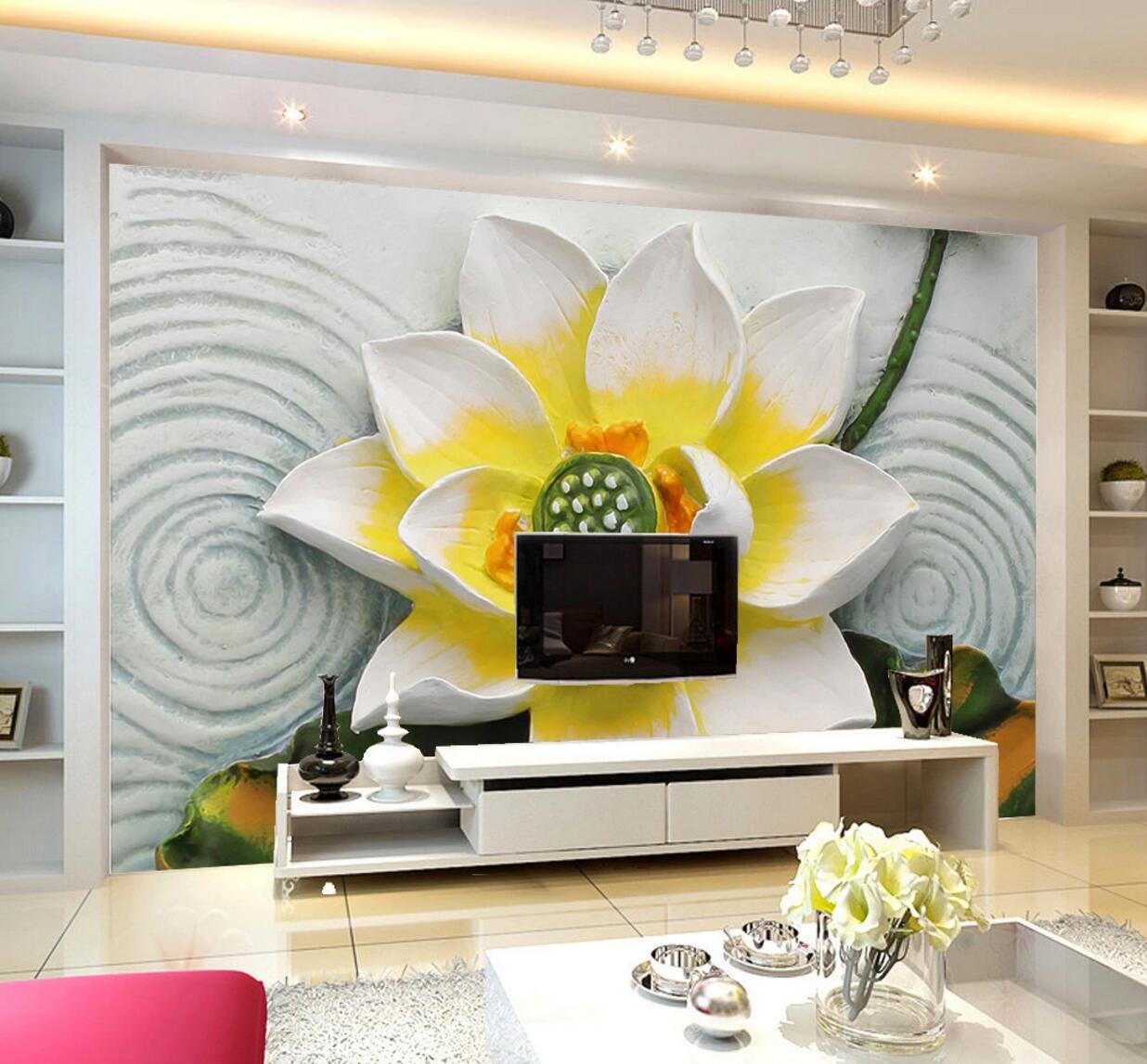 3D Lotus Decoration WC631 Wall Murals