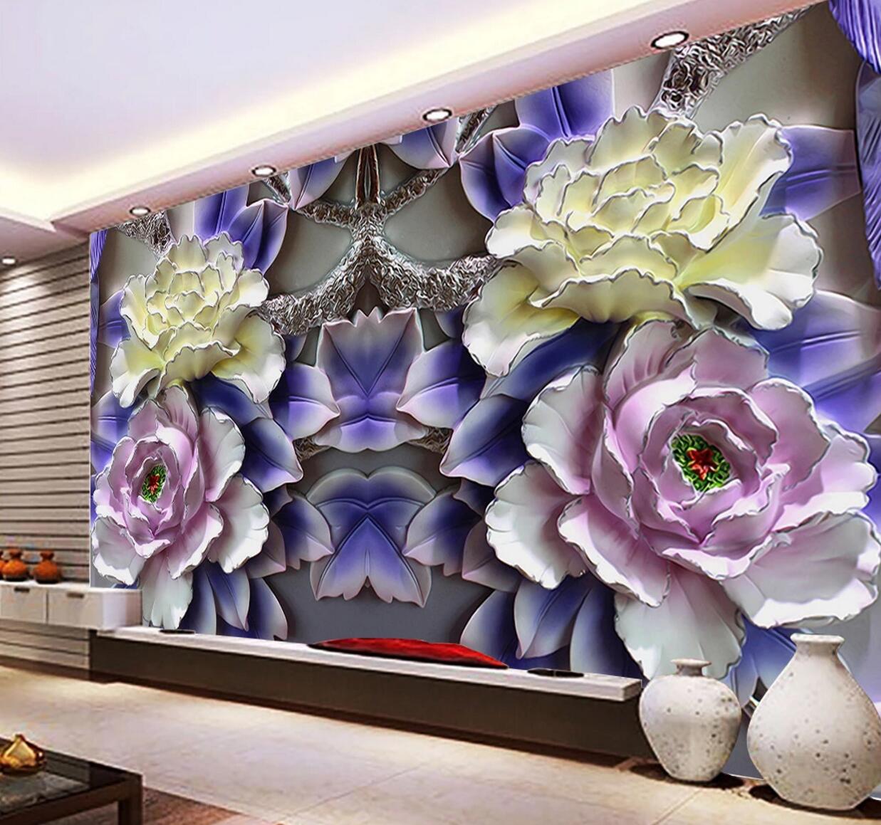 3D Ceramic Peony WC607 Wall Murals