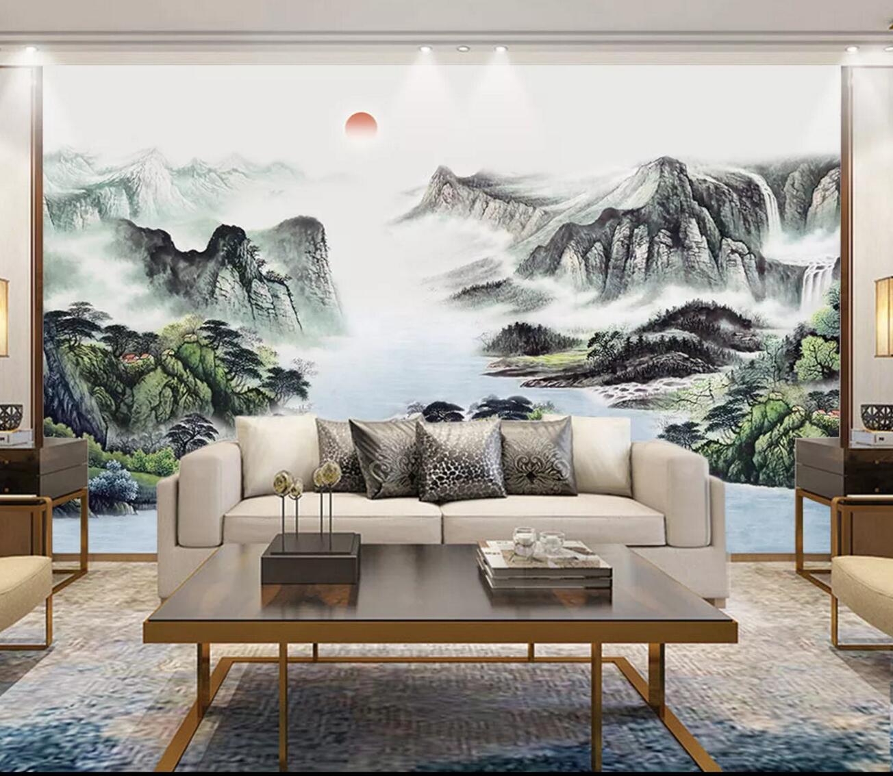 3D Mountain Forest WC2489 Wall Murals