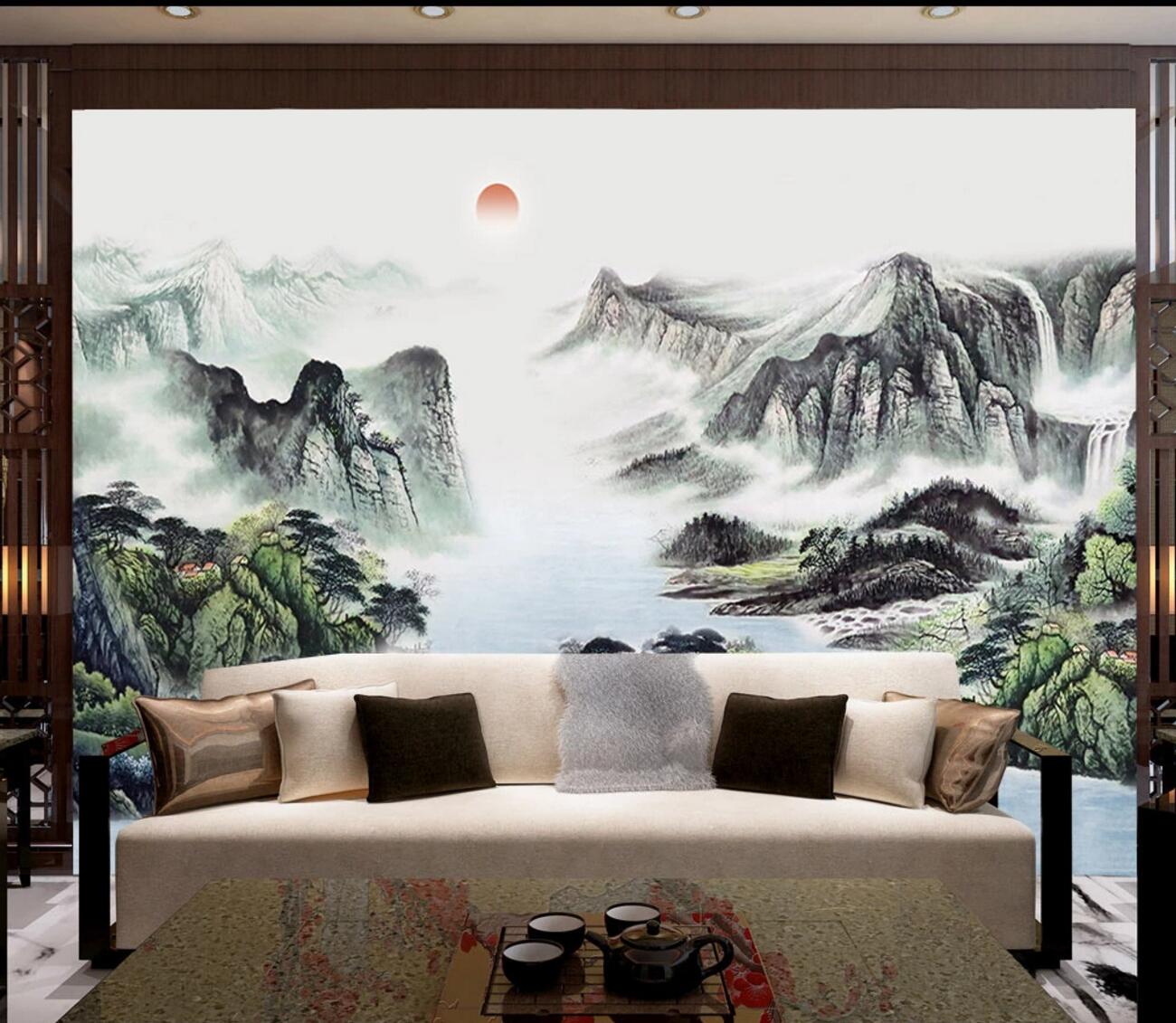 3D Mountain Forest WC2489 Wall Murals