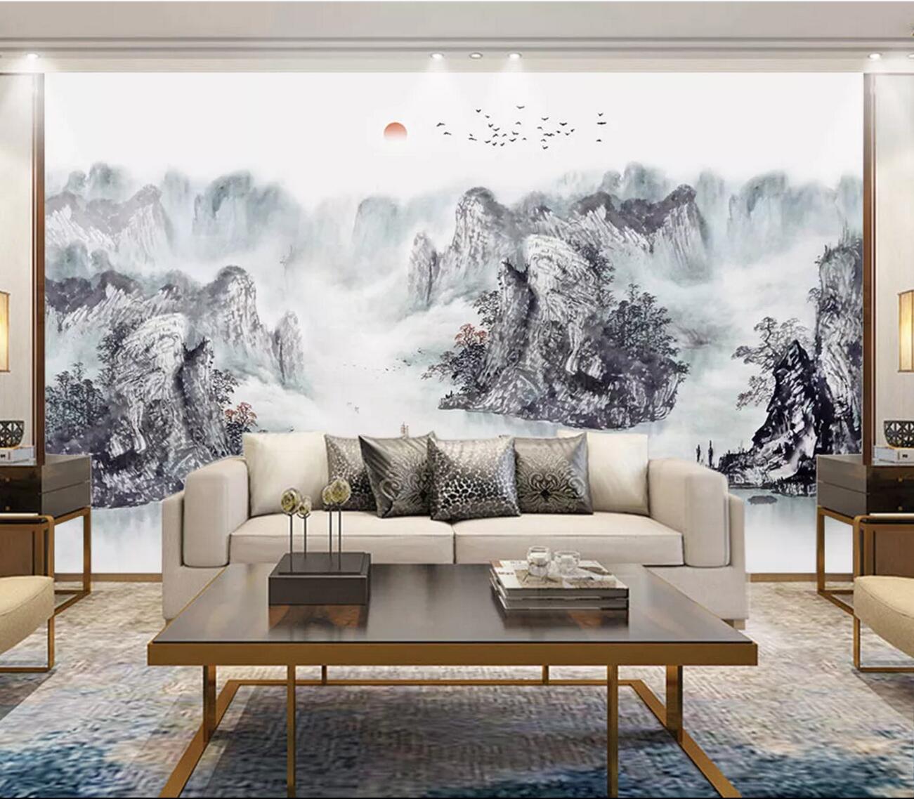 3D Mountain Cliff WC2488 Wall Murals