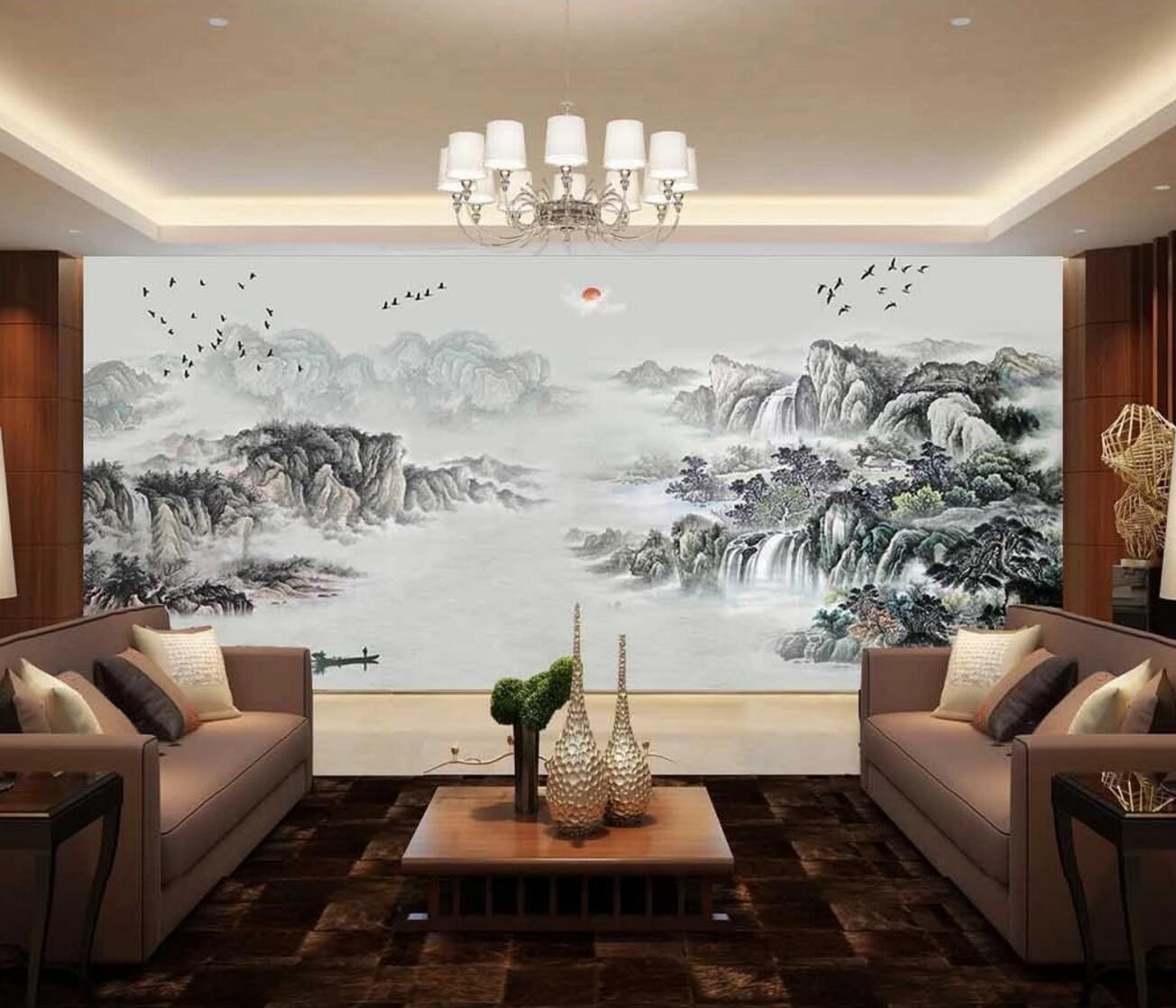 3D Mountain River WC1268 Wall Murals