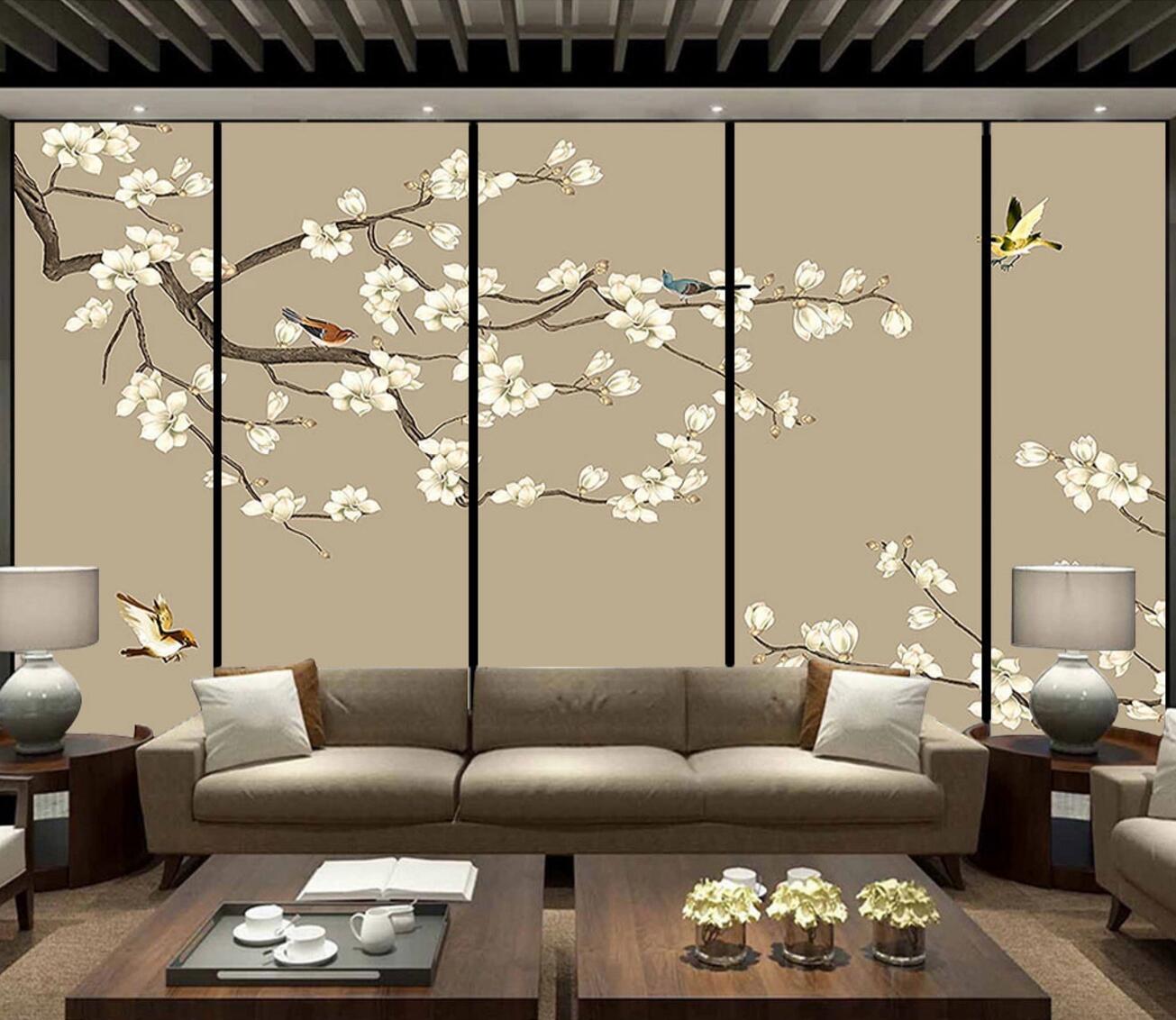 3D White Flower Tree WC1253 Wall Murals