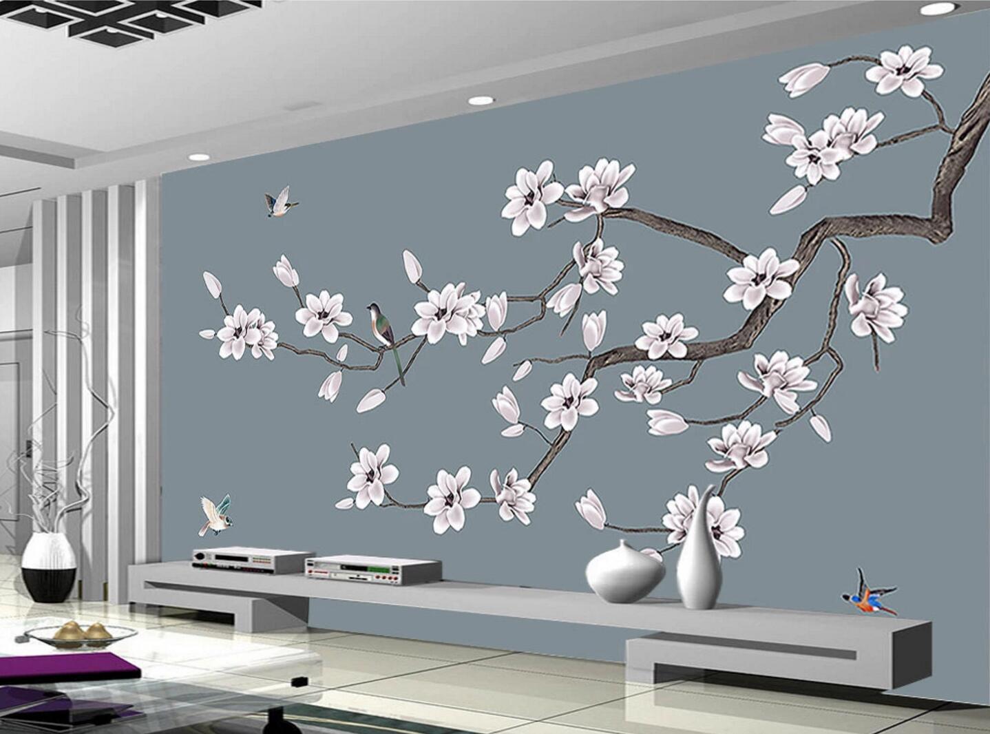 3D Birds Flying Flowers WC1227 Wall Murals