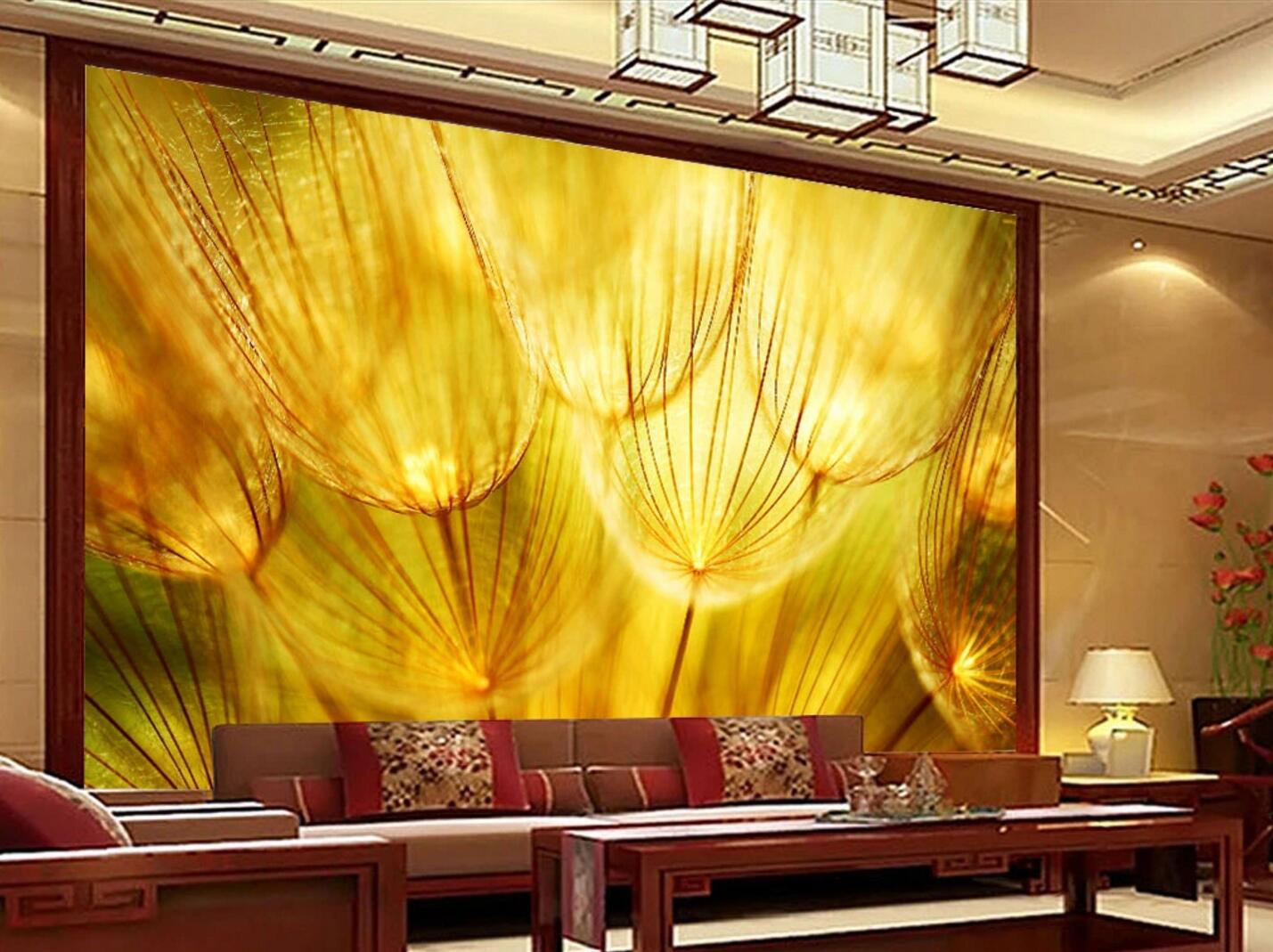 3D Golden Dandelion WC121 Wall Murals