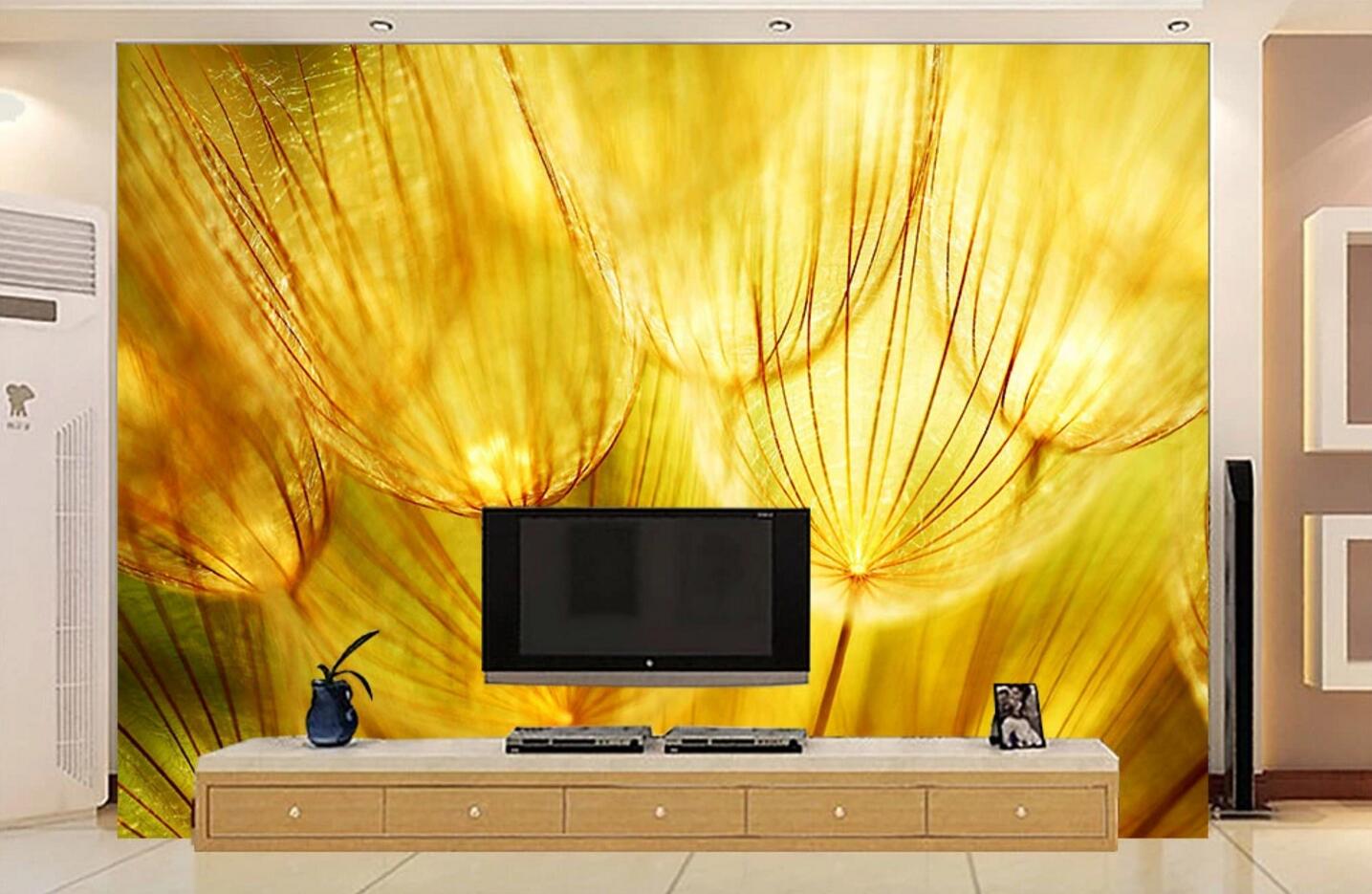 3D Golden Dandelion WC121 Wall Murals