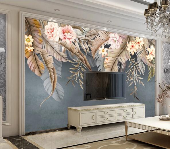 3D Peony Leaves WC1728 Wall Murals