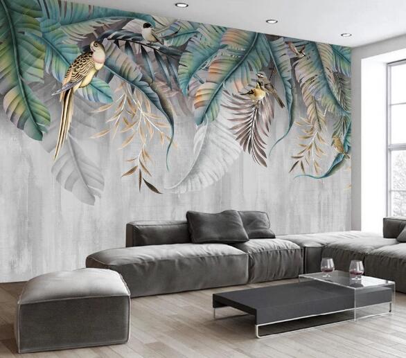 3D Bird Leaf WC1601 Wall Murals