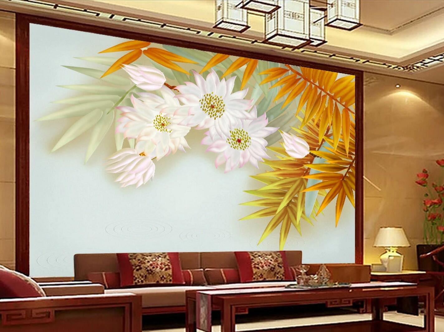 3D Maple Leaf Flower WC123 Wall Murals