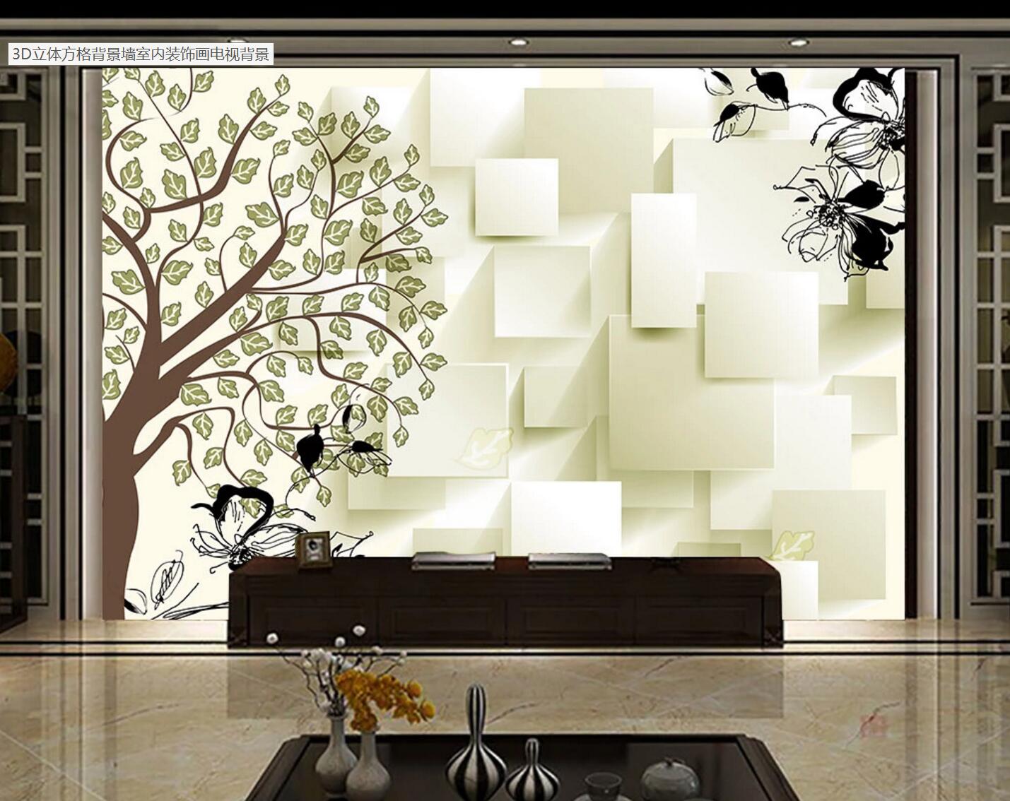 3D Pattern Tree Flower WC131 Wall Murals