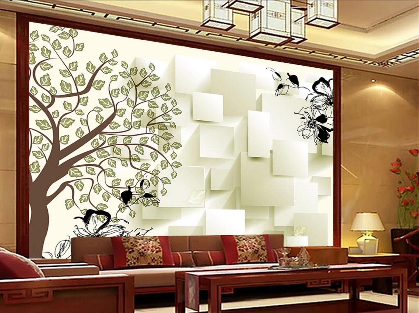 3D Pattern Tree Flower WC131 Wall Murals