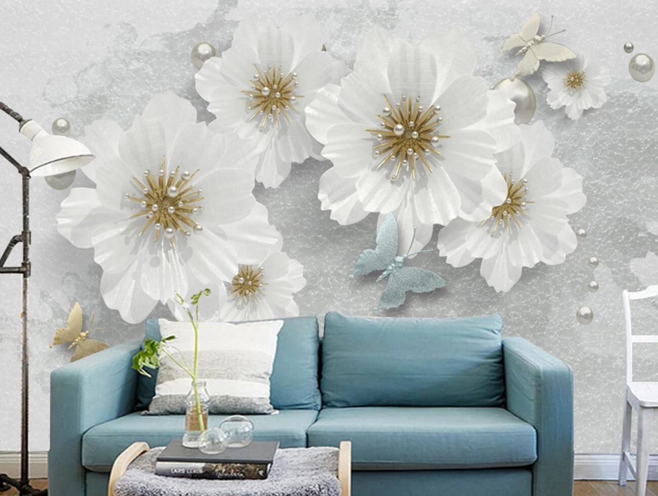 3D Jade Flower WC2782 Wall Murals