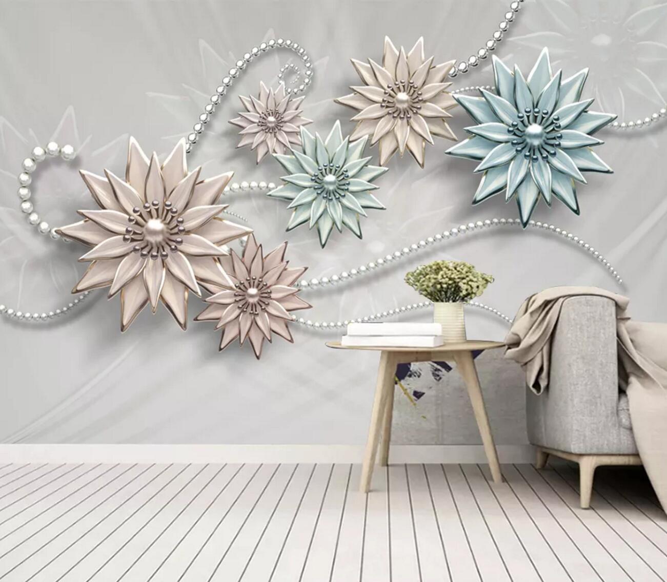 3D Jewelry Flower WC2751 Wall Murals