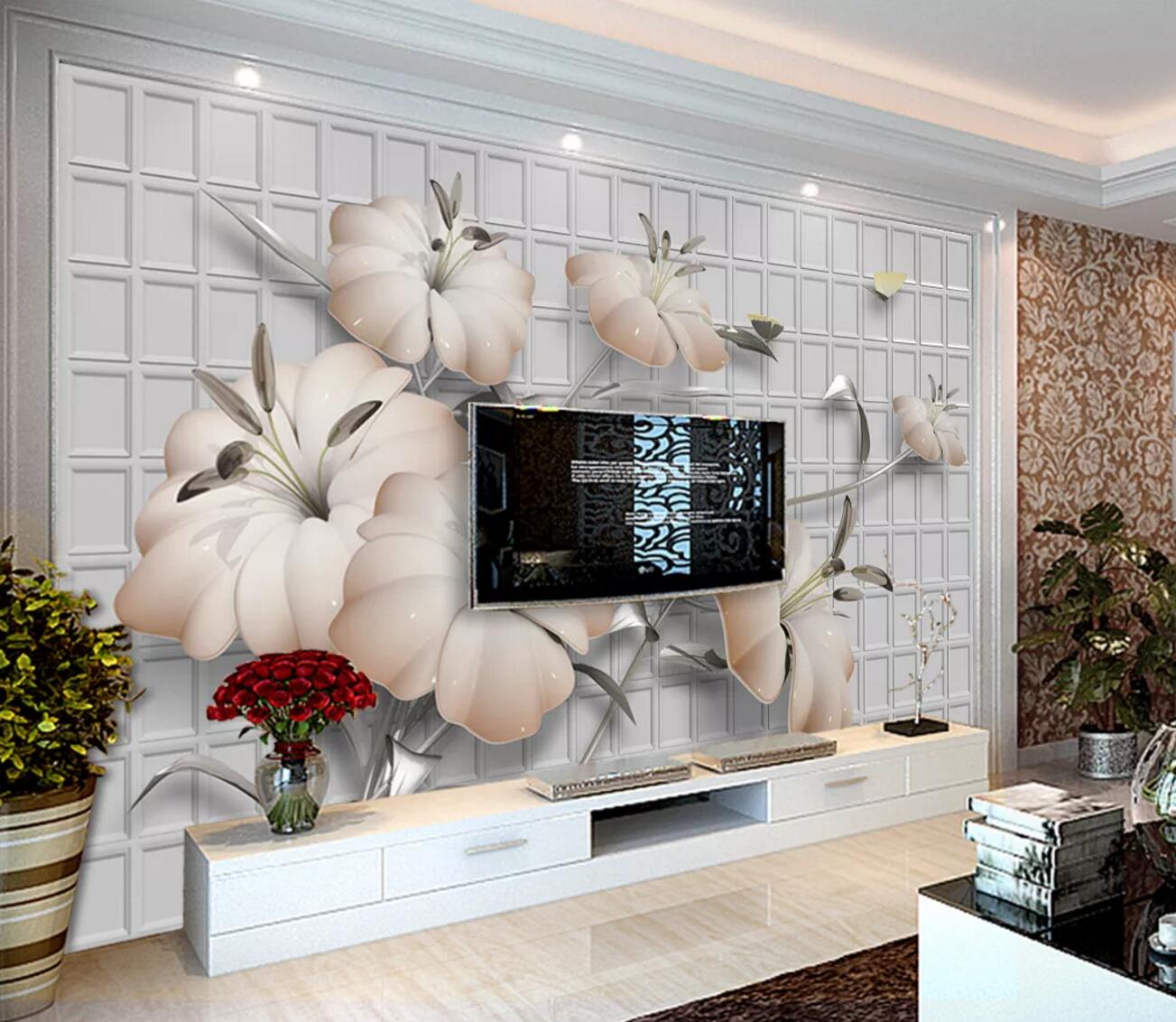 3D Pink Flower WC2077 Wall Murals