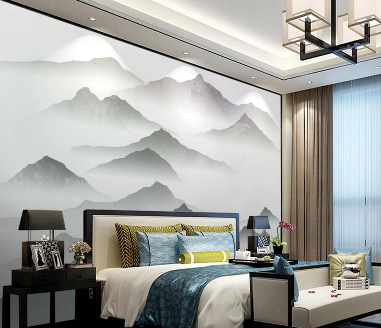 3D Misty Mountains WC1195 Wall Murals