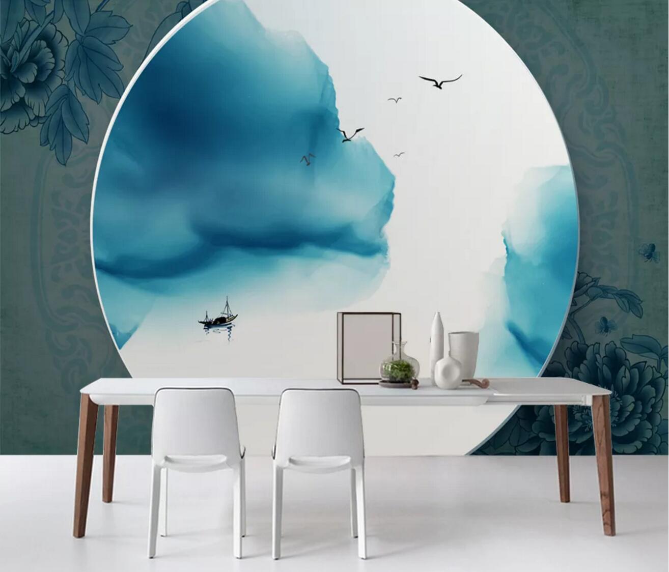 3D Moon Lake WC1173 Wall Murals