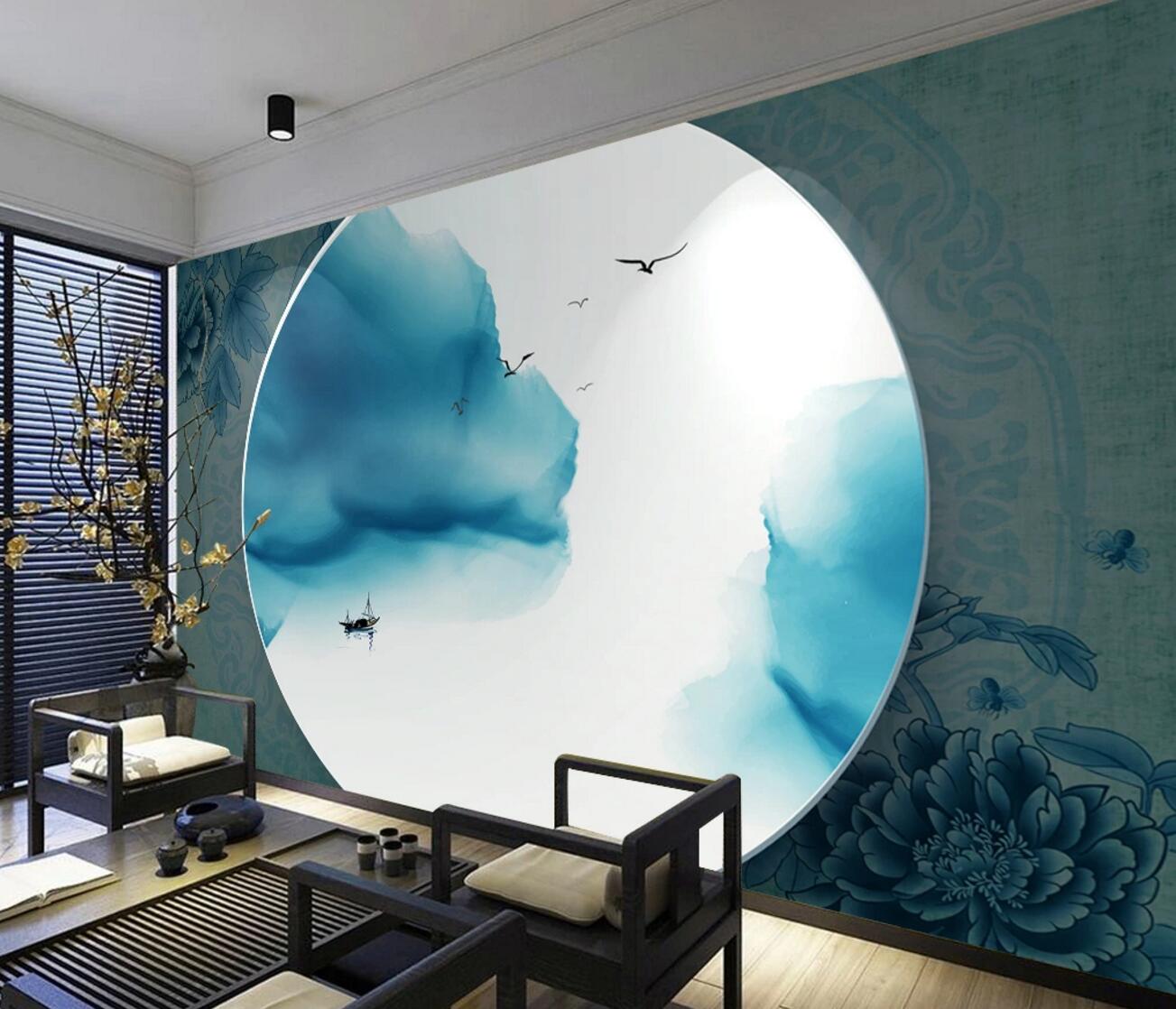 3D Moon Lake WC1173 Wall Murals