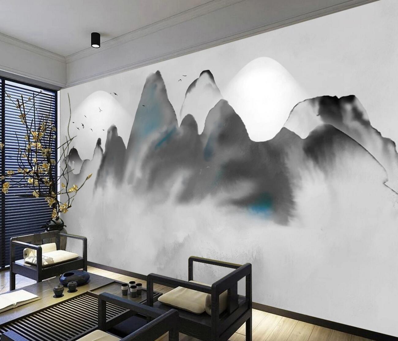 3D Black Mountain Peak WC1148 Wall Murals