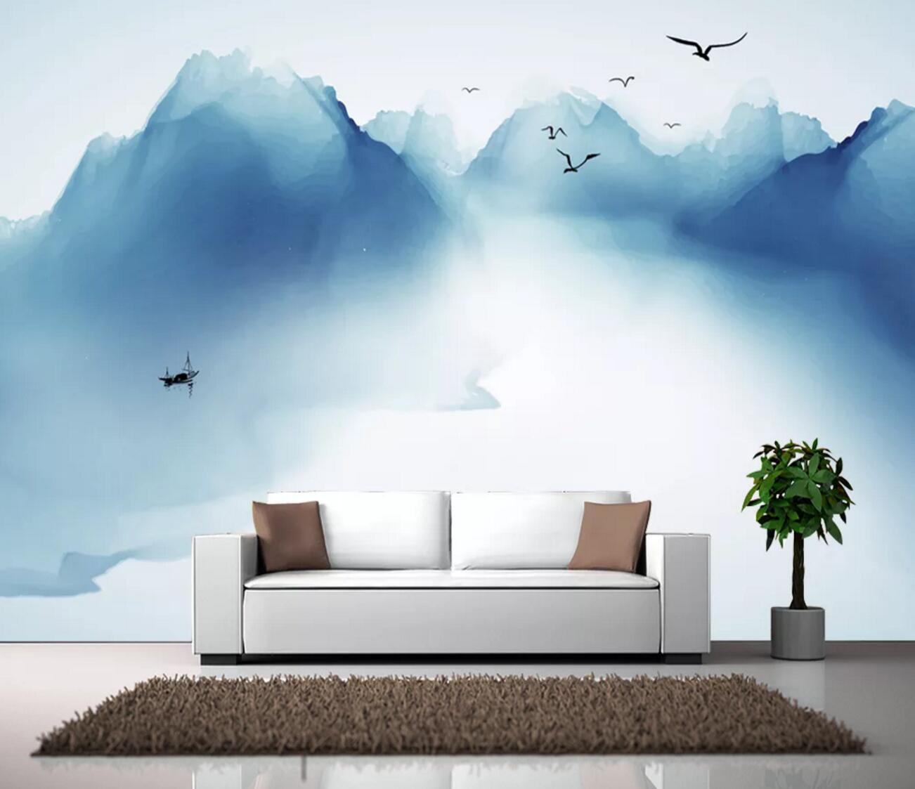 3D Lake Mountain WC658 Wall Murals