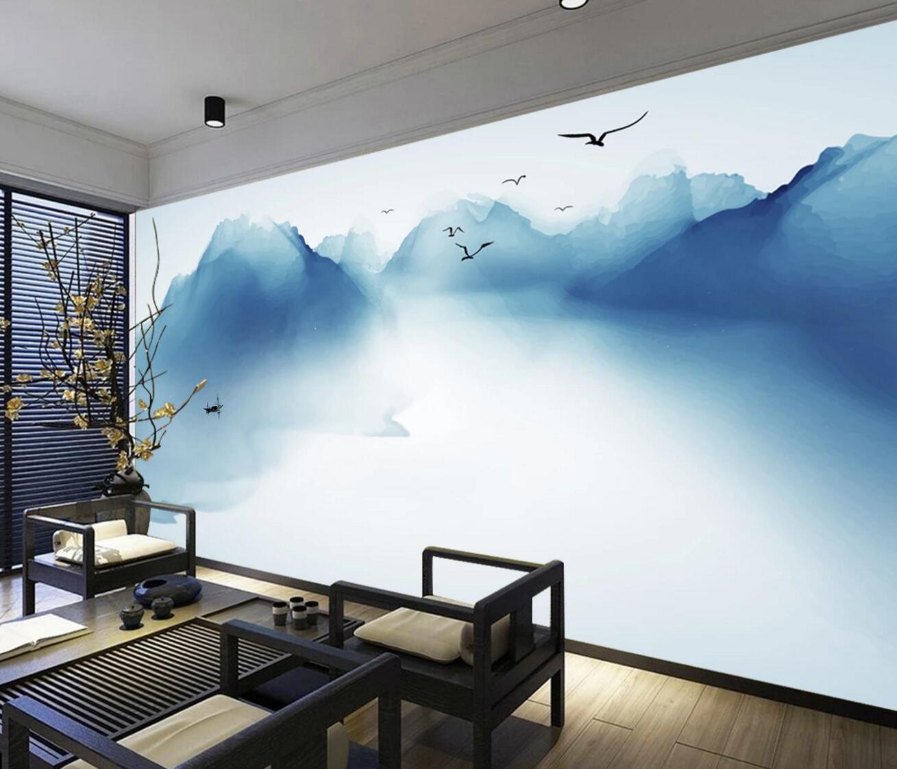 3D Lake Mountain WC658 Wall Murals