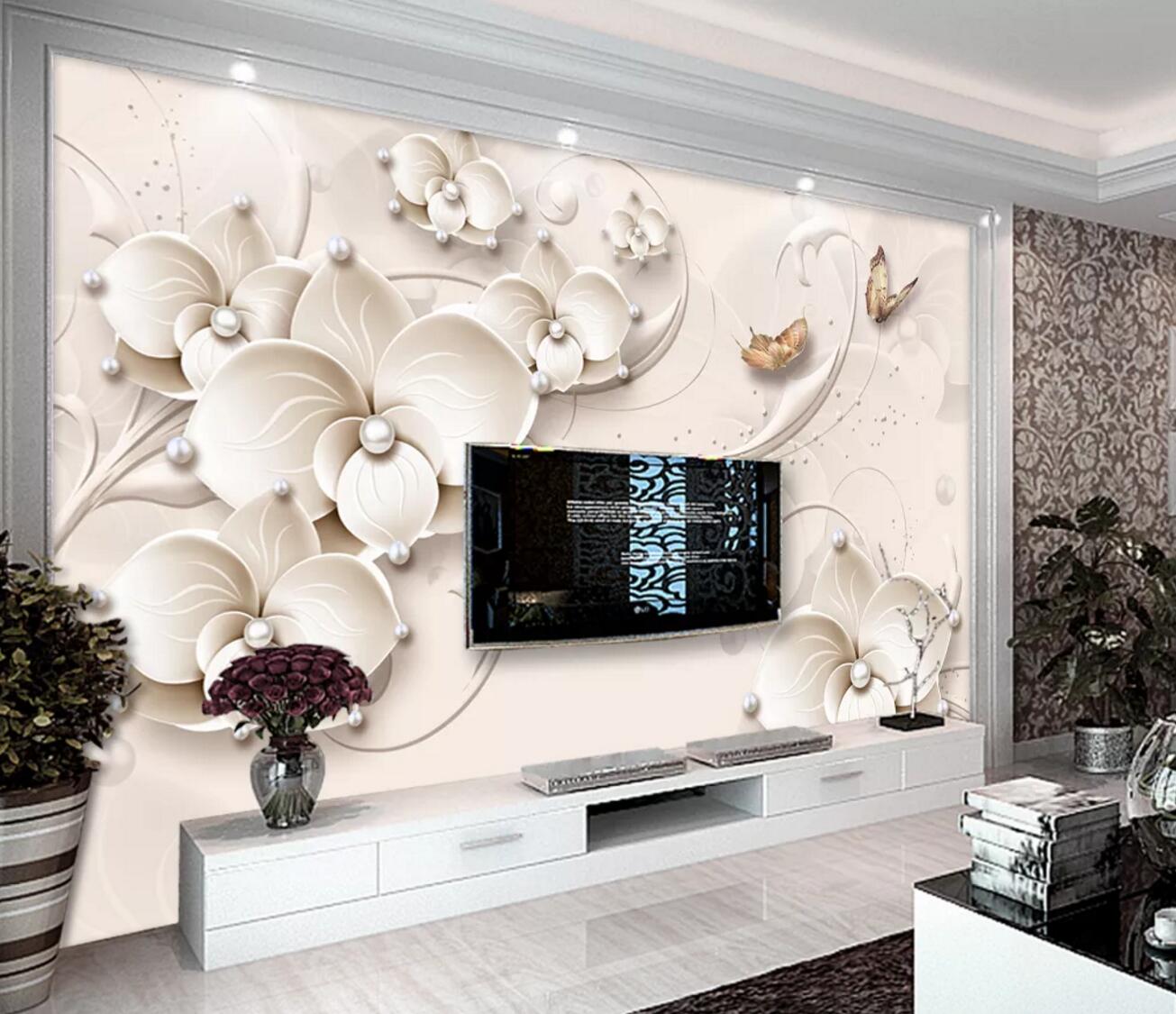 3D Pearl Butterfly WC353 Wall Murals