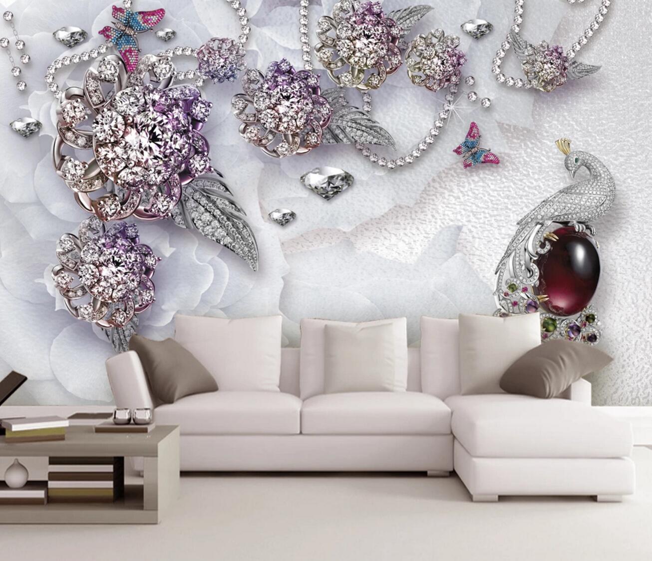 3D Peacock Gem WC249 Wall Murals