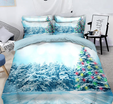 3D Snow Forest 31191 Christmas Quilt Duvet Cover Xmas Bed Pillowcases