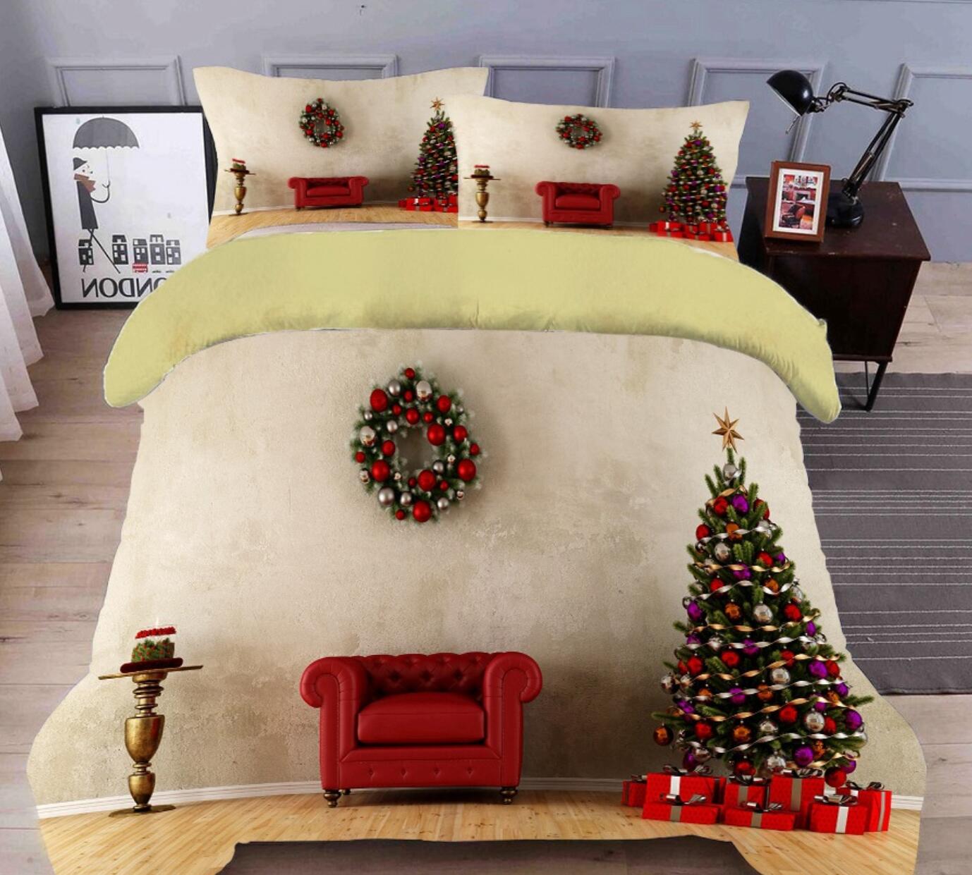 3D Christmas Tree Sofa 31211 Christmas Quilt Duvet Cover Xmas Bed Pillowcases