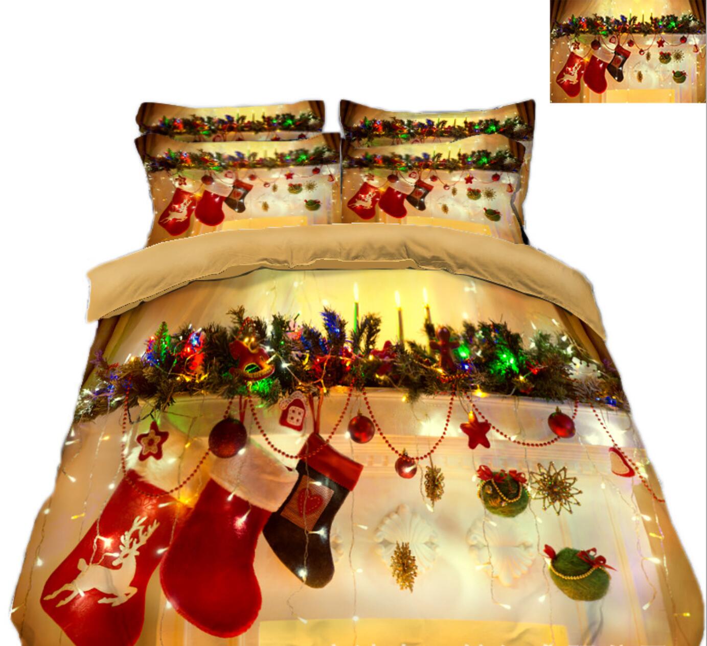 3D Sock 31221 Christmas Quilt Duvet Cover Xmas Bed Pillowcases