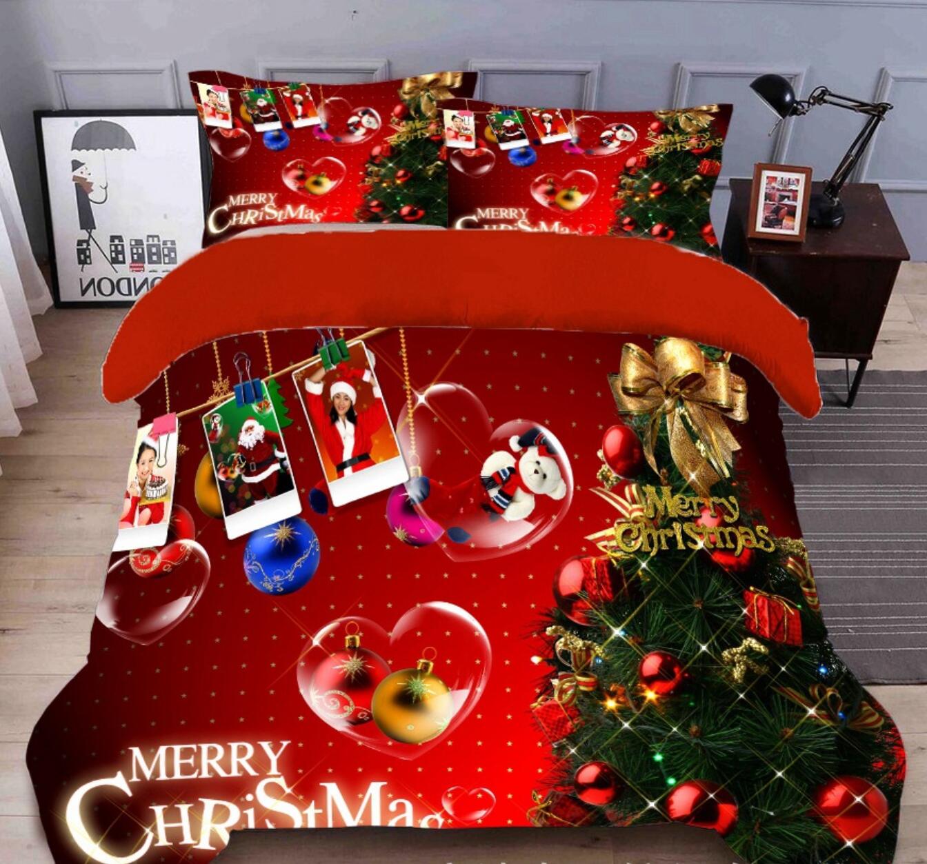 3D Christmas Tree Photo Folder 31226 Christmas Quilt Duvet Cover Xmas Bed Pillowcases