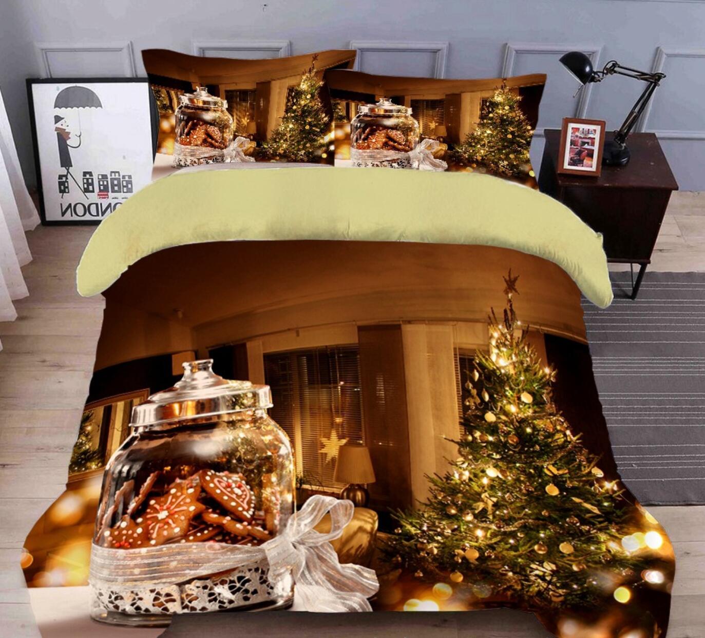 3D Tree Cookies 31235 Christmas Quilt Duvet Cover Xmas Bed Pillowcases