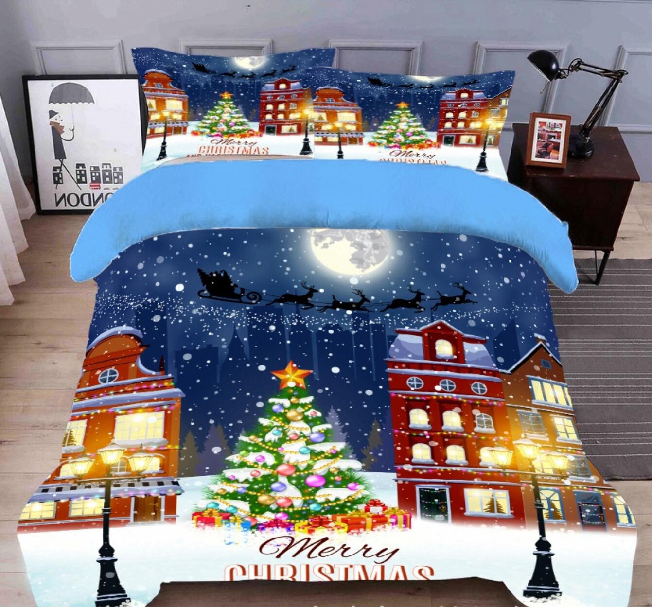 3D Snow House Tree 32019 Christmas Quilt Duvet Cover Xmas Bed Pillowcases