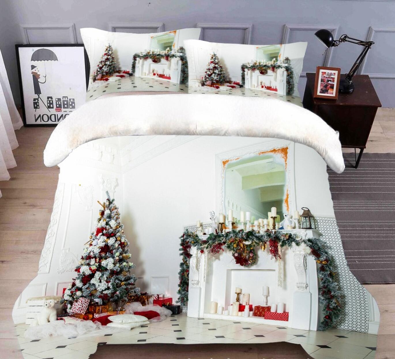 3D White Christmas Tree 32024 Christmas Quilt Duvet Cover Xmas Bed Pillowcases
