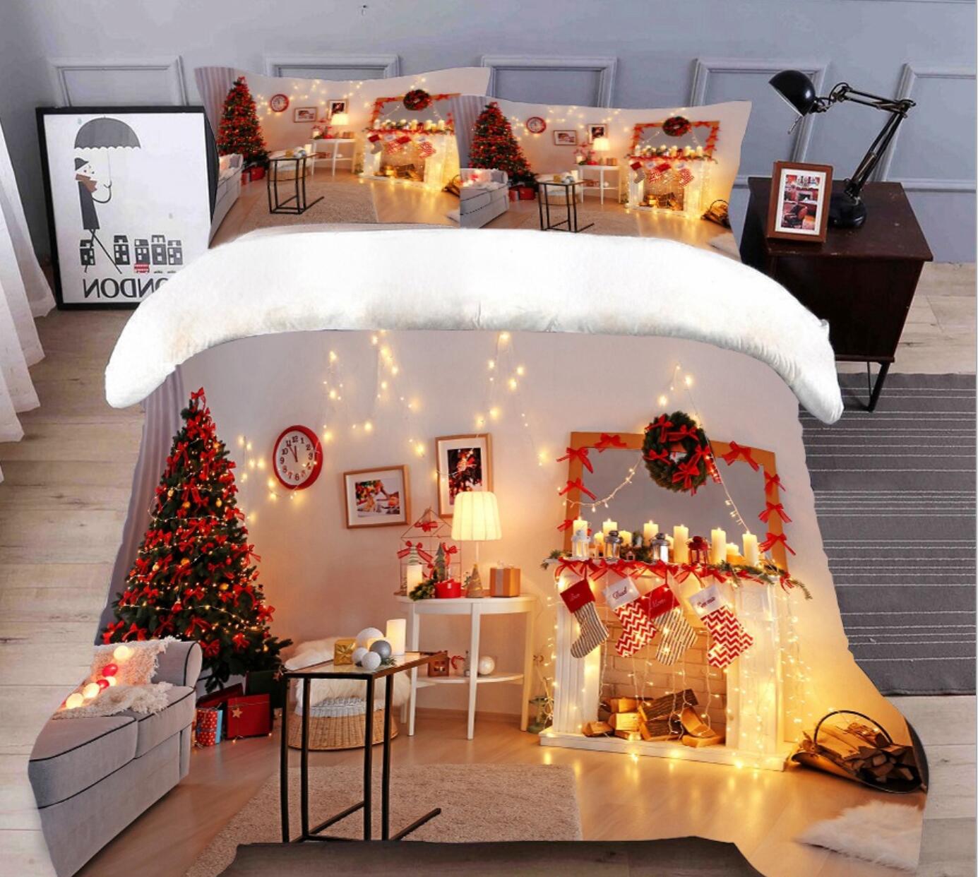 3D String Light Tree 32048 Christmas Quilt Duvet Cover Xmas Bed Pillowcases