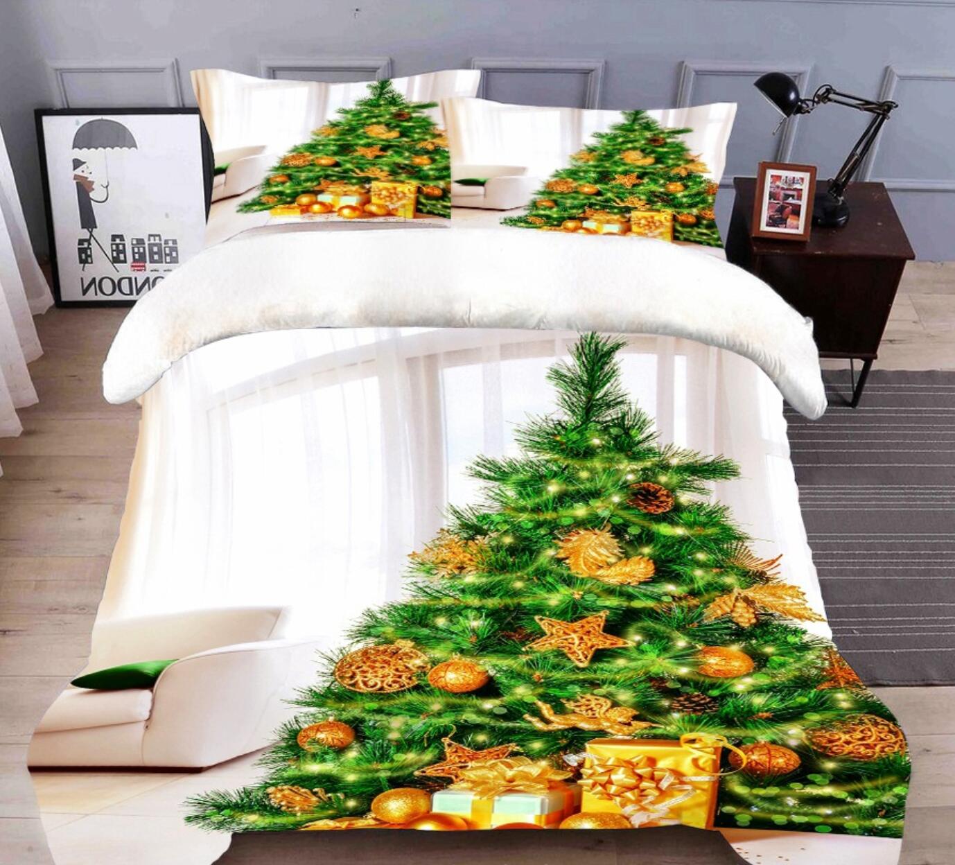 3D Golden Pendant Tree 32050 Christmas Quilt Duvet Cover Xmas Bed Pillowcases