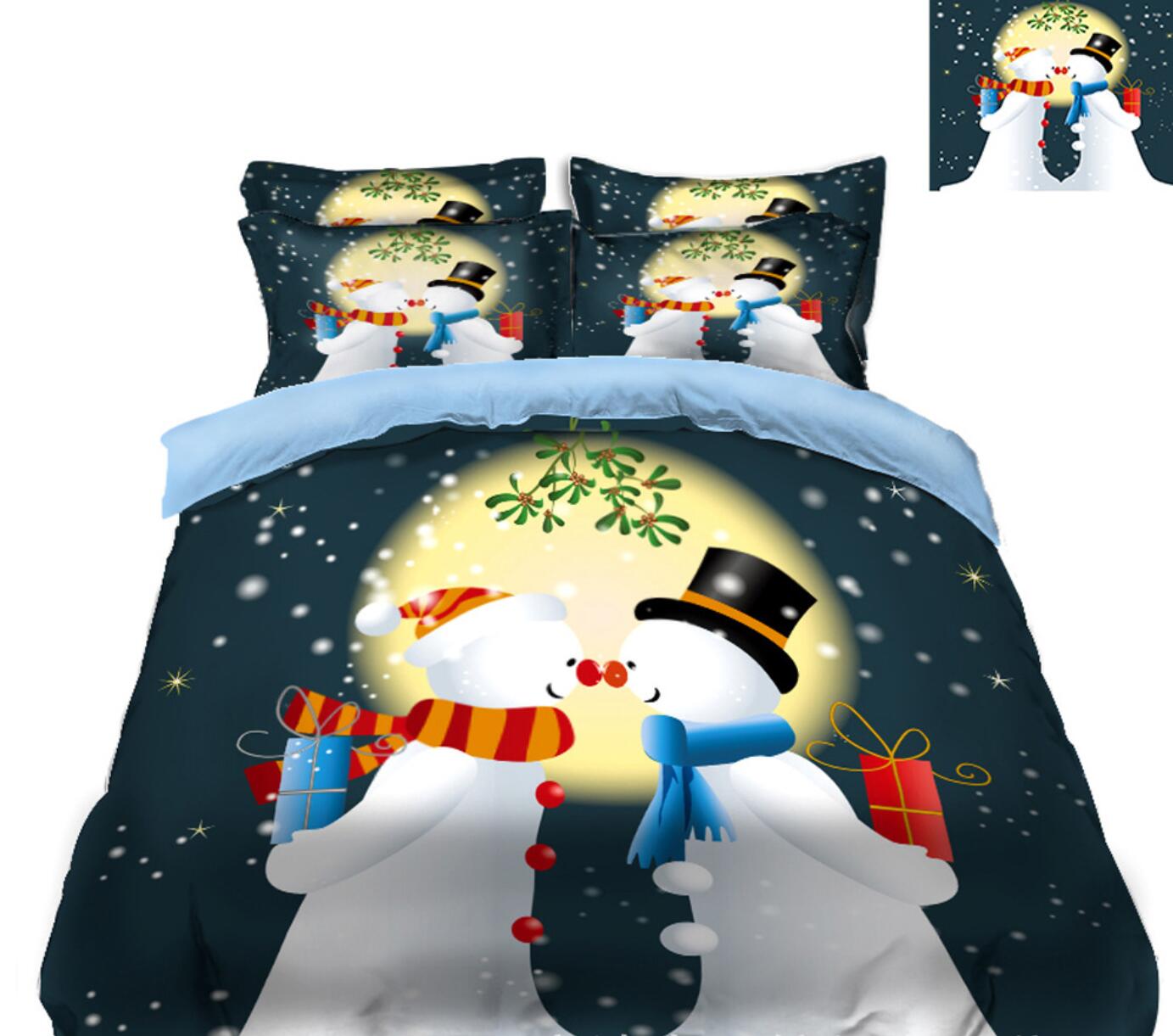 3D Snowman 32055 Christmas Quilt Duvet Cover Xmas Bed Pillowcases