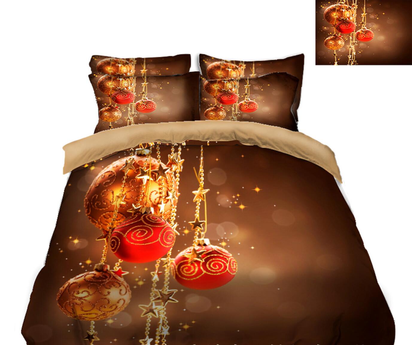 3D Red Ball 32057 Christmas Quilt Duvet Cover Xmas Bed Pillowcases