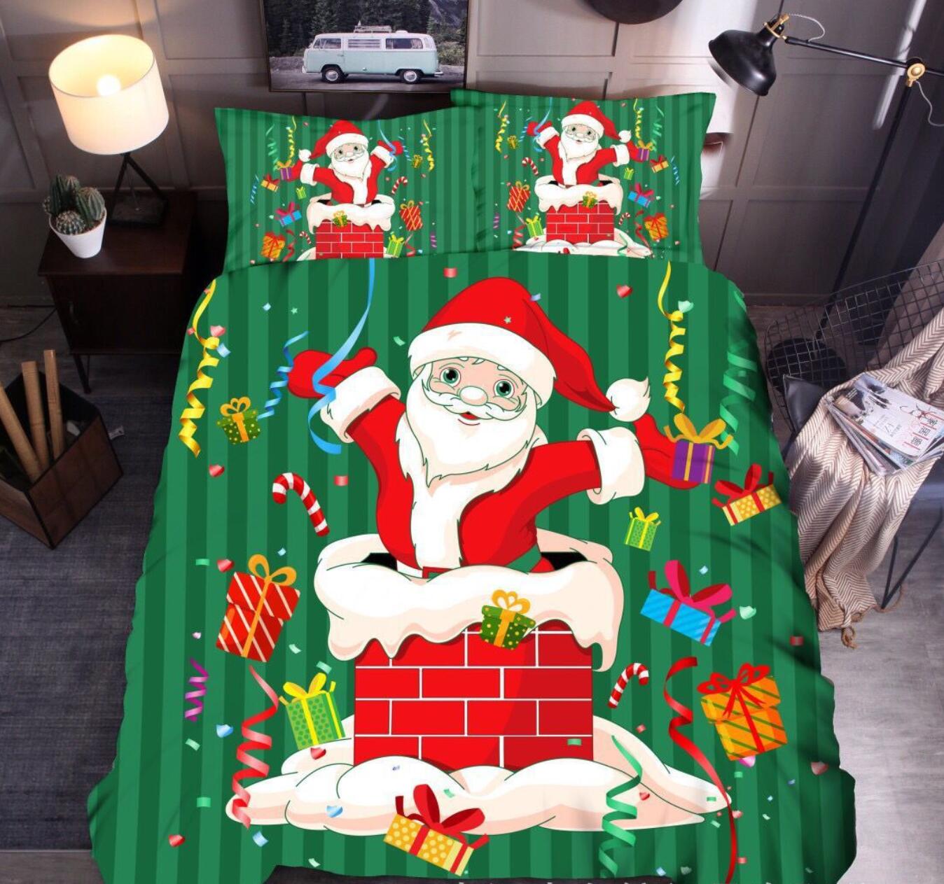 3D Santa Chimney 32068 Christmas Quilt Duvet Cover Xmas Bed Pillowcases