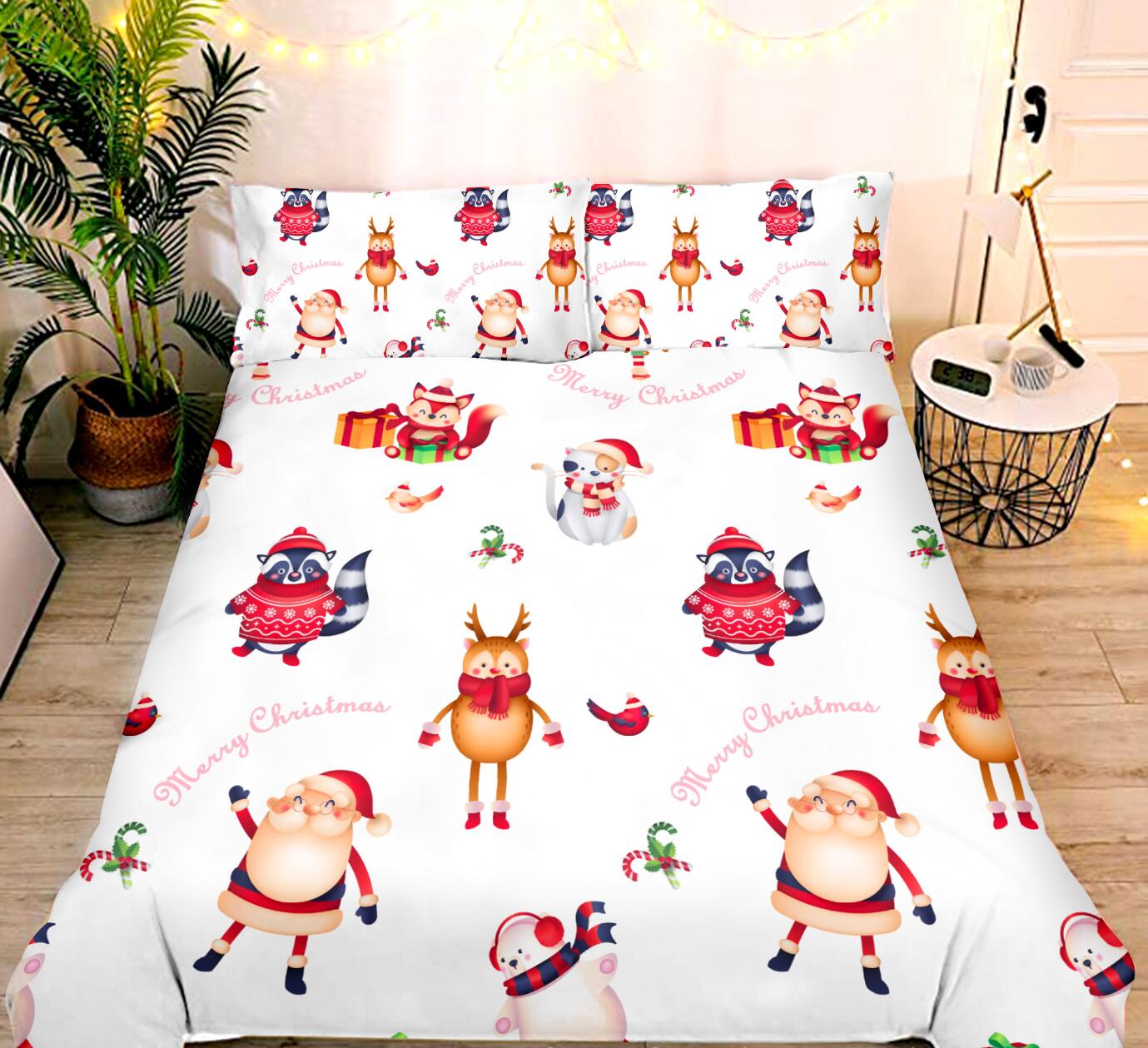 3D Santa Animal 32080 Christmas Quilt Duvet Cover Xmas Bed Pillowcases