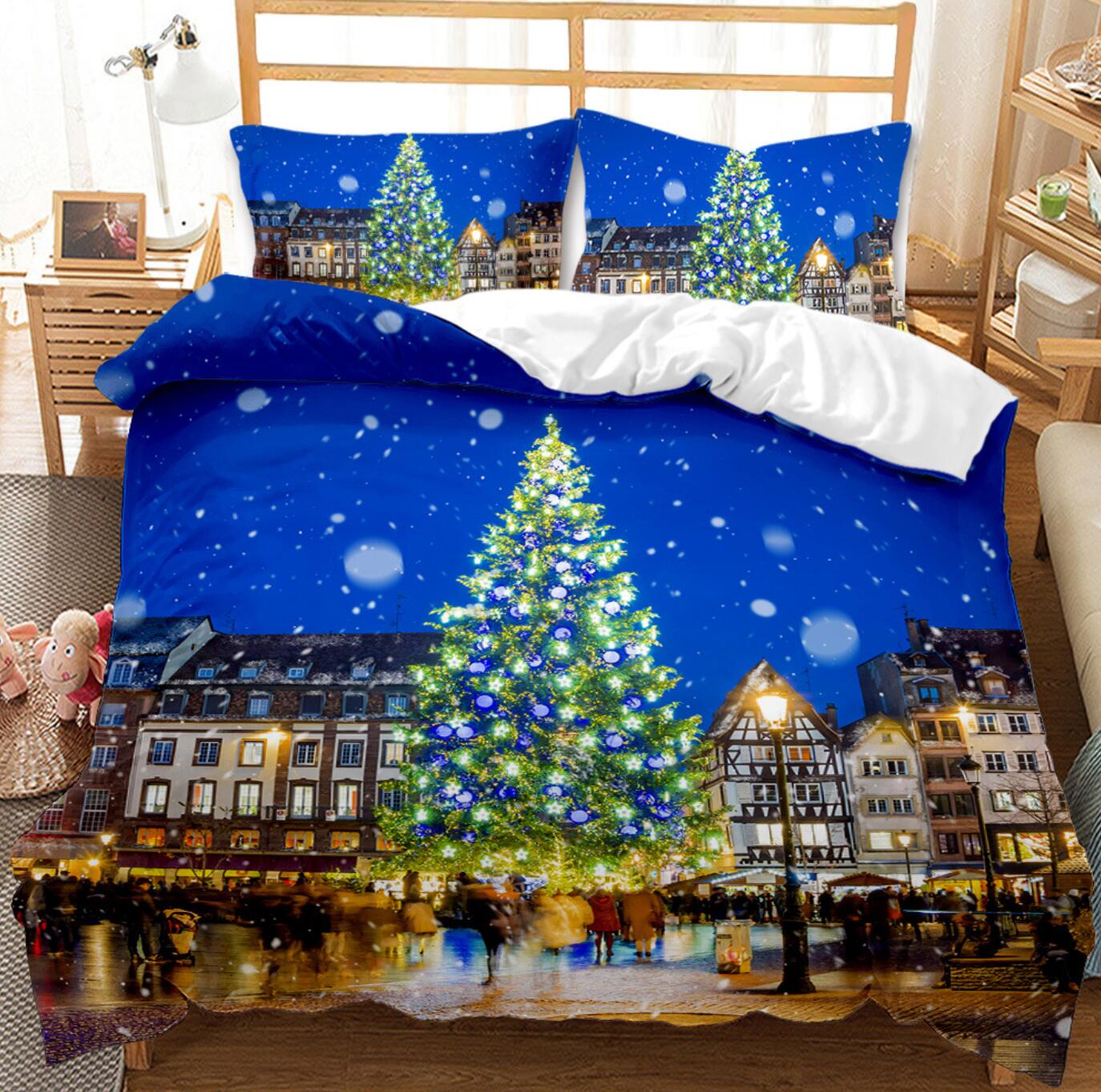 3D Tree House Street 32086 Christmas Quilt Duvet Cover Xmas Bed Pillowcases